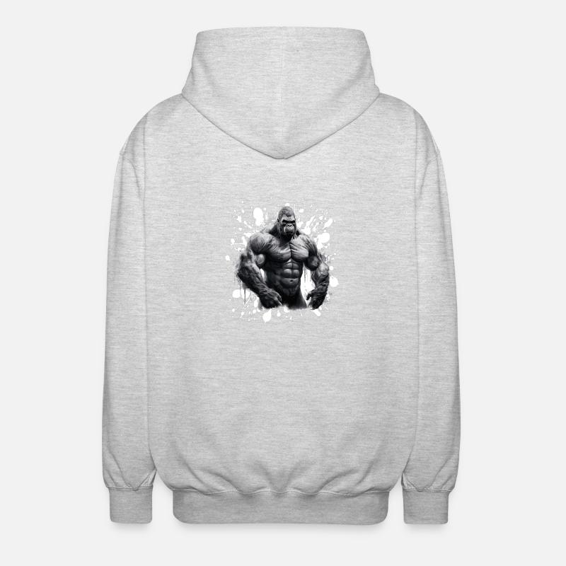 Gorille Bodybuilding Beast - Veste à capuche unisexe - gris clair chiné