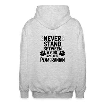 Loulou de Poméranie Dicton Chien Drôle Cadeau de Poméranie - Veste à capuche unisexe - gris clair chiné - Dos - AI Model Male 185 light (185cm)