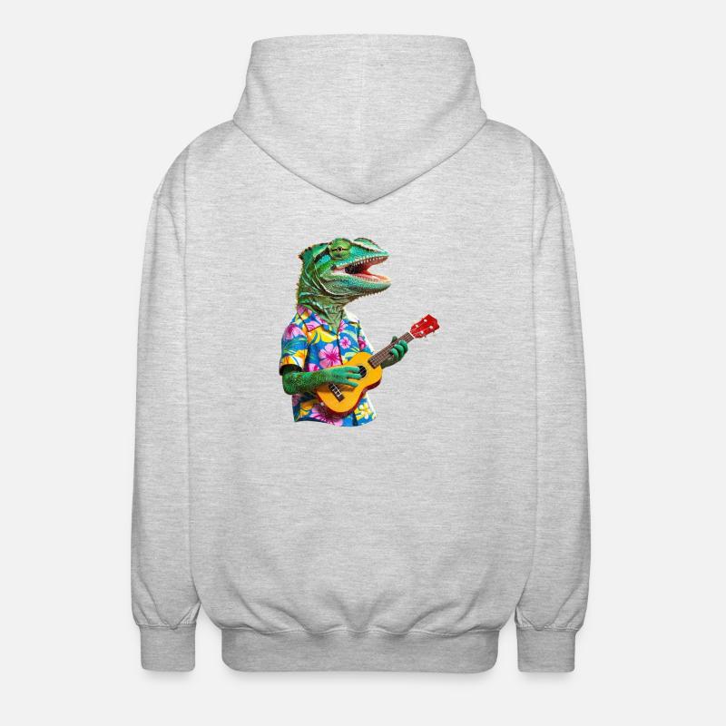 Chameleon joue du ukulélé - Veste à capuche unisexe - gris clair chiné