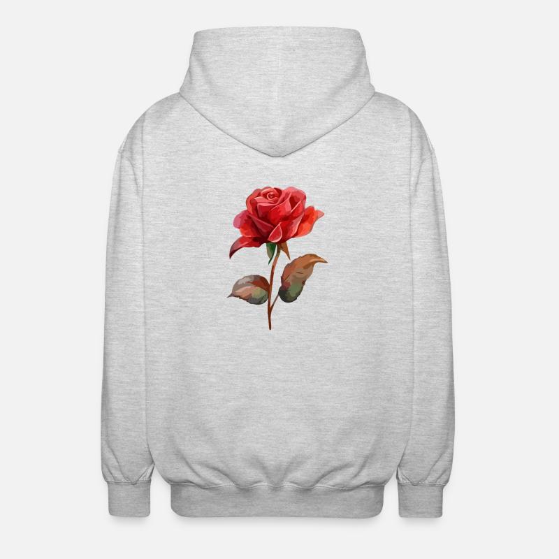 Rose Fleur Amour Saint Valentin - Veste à capuche unisexe - gris clair chiné