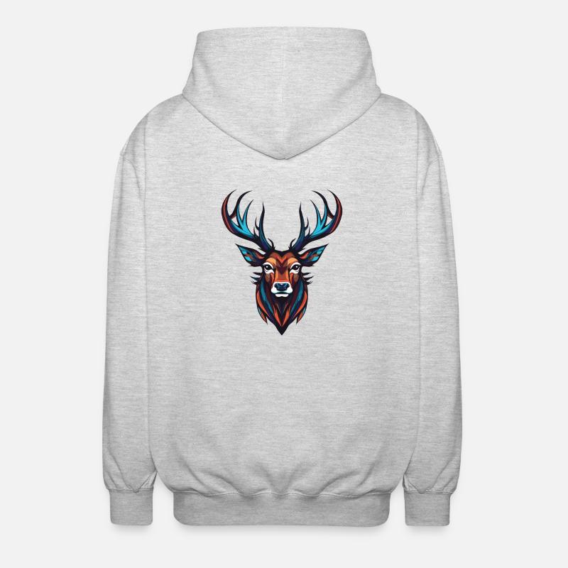 Portrait de cerf - Veste à capuche unisexe - gris clair chiné