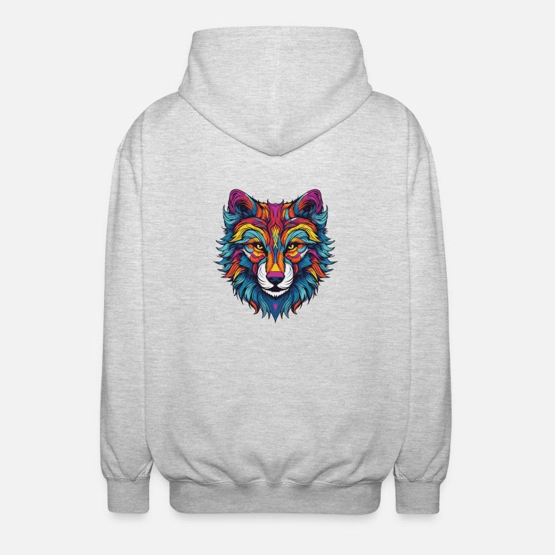 Portrait de loup - Veste à capuche unisexe - gris clair chiné