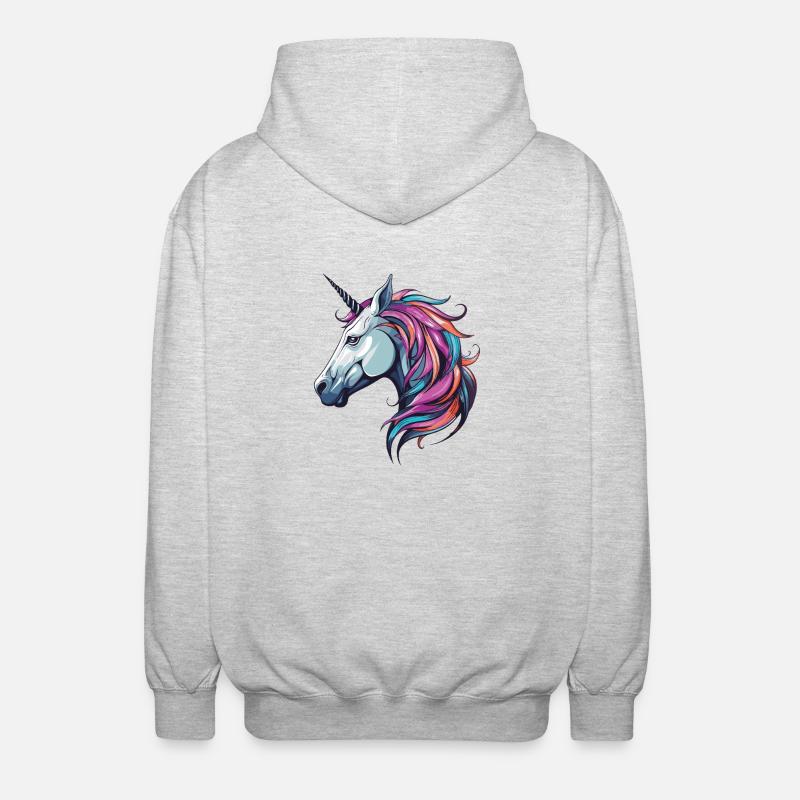 Einhorn Portrait - Unisex Kapuzenjacke - Hellgrau meliert