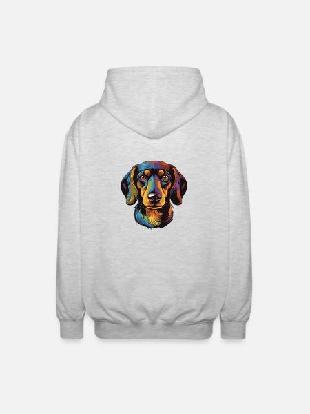 Teckel Chien Portrait Teckel - Veste à capuche unisexe - gris clair chiné