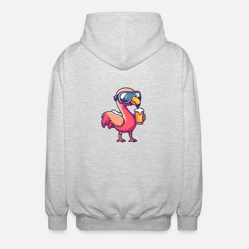 Flamingo Apres Ski Bier Comic - Unisex Kapuzenjacke - Hellgrau meliert