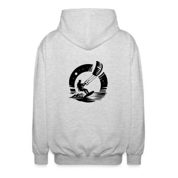 Kitesurf Kitesurfer Kiteboard - Veste à capuche unisexe - gris clair chiné - Dos - AI Model Male 185 light (185cm)