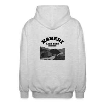 Kareri Lake Trek – India - Unisex Kapuzenjacke - Hellgrau meliert - Hinten - AI Model Male 185 light (185cm)