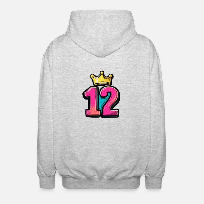 12 Number Crown - Unisex Hooded Jacket - light heather grey