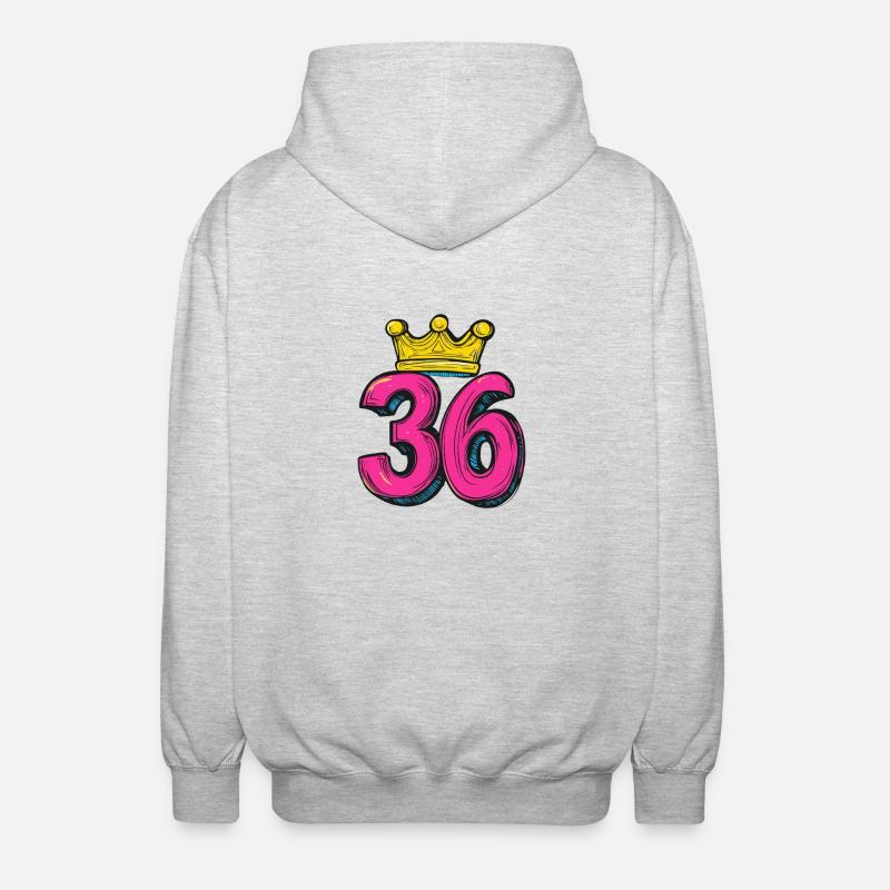 36 Zahl Krone - Unisex Kapuzenjacke - Hellgrau meliert