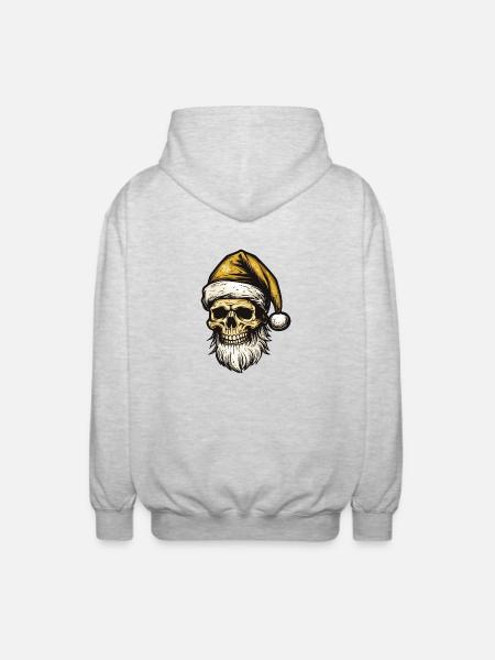 Santa Claus Skull - Unisex Hooded Jacket - light heather grey