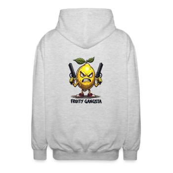 Gangsta fruité – Gangster au citron drôle - Veste à capuche unisexe - gris clair chiné - Dos - AI Model Male 185 light (185cm)