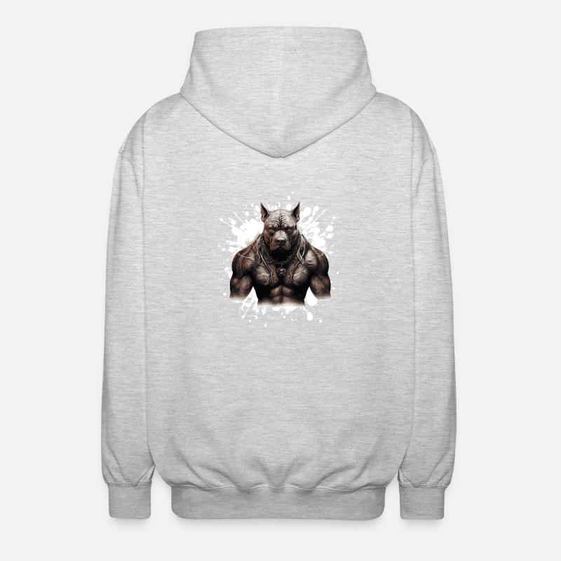 Chien Pit Muscles Musculation Bête - Veste à capuche unisexe - gris clair chiné