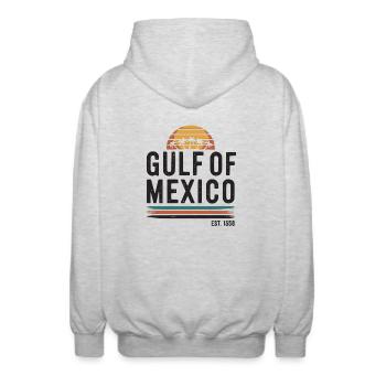 Golfe du Mexique Bassin océanique Tourisme Voyage - Veste à capuche unisexe - gris clair chiné - Dos - AI Model Male 185 light (185cm)