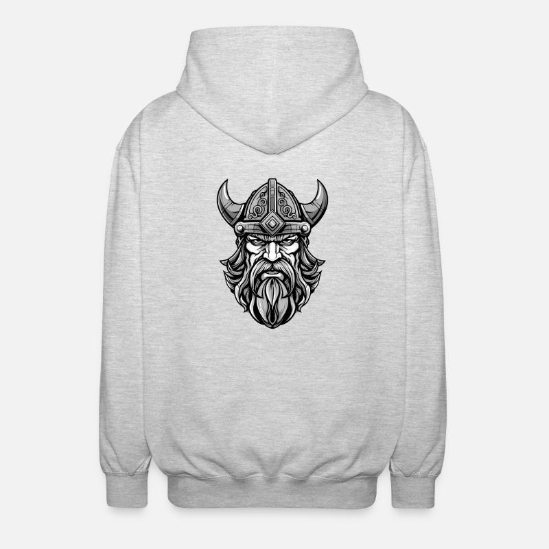 Wikinger Kopf Krieger - Unisex Kapuzenjacke - Hellgrau meliert