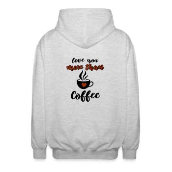 Funny Coffee & Love Design - Unisex Hooded Jacket - light heather grey - Back - AI Model Male 185 light (185cm)