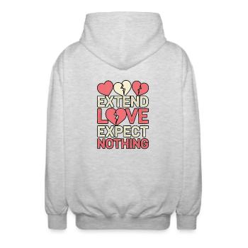 Mitgefühl Menschlichkeit Motivation Empathie Güte - Unisex Kapuzenjacke - Hellgrau meliert - Hinten - AI Model Male 185 light (185cm)