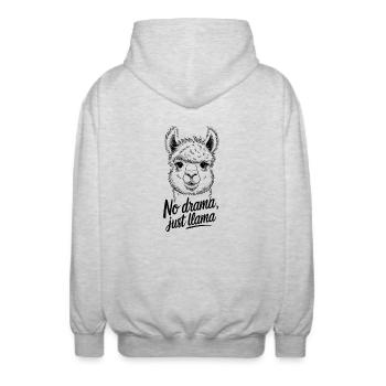 Keine Dramen Nur Lamas Lustiges Motiv - Unisex Kapuzenjacke - Hellgrau meliert - Hinten - AI Model Male 185 light (185cm)