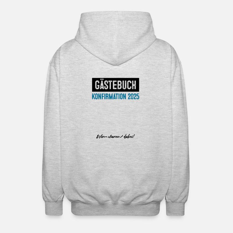 Gästebuch Konfirmation 2025 - Unisex Kapuzenjacke - Hellgrau meliert