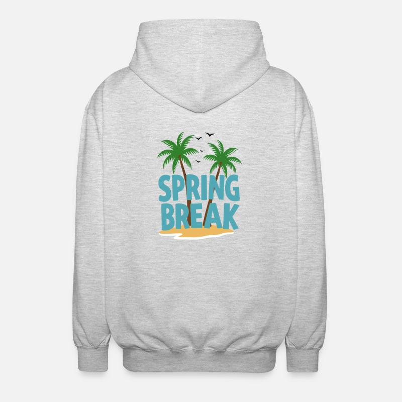 Spring Break Palmen Strand - Unisex Kapuzenjacke - Hellgrau meliert