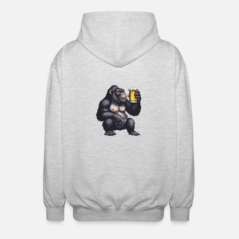 Gorilla Pixel Beer - Unisex Hooded Jacket - light heather grey