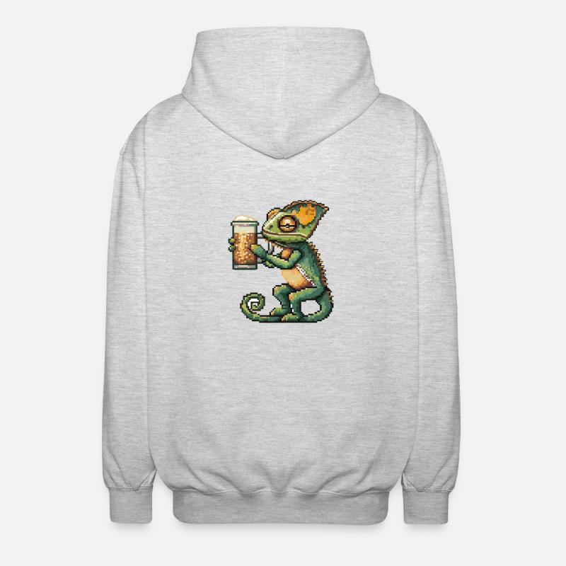 Chameleon Pixel Bier - Unisex Kapuzenjacke - Hellgrau meliert