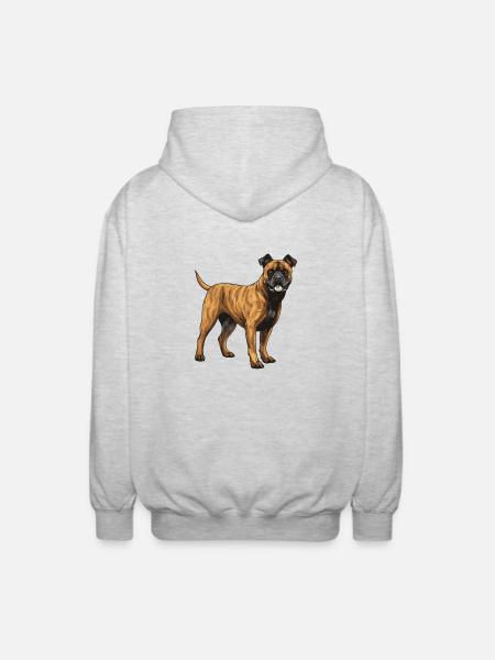 Staffordshire Bull Terrier Dog - Unisex Hooded Jacket - light heather grey