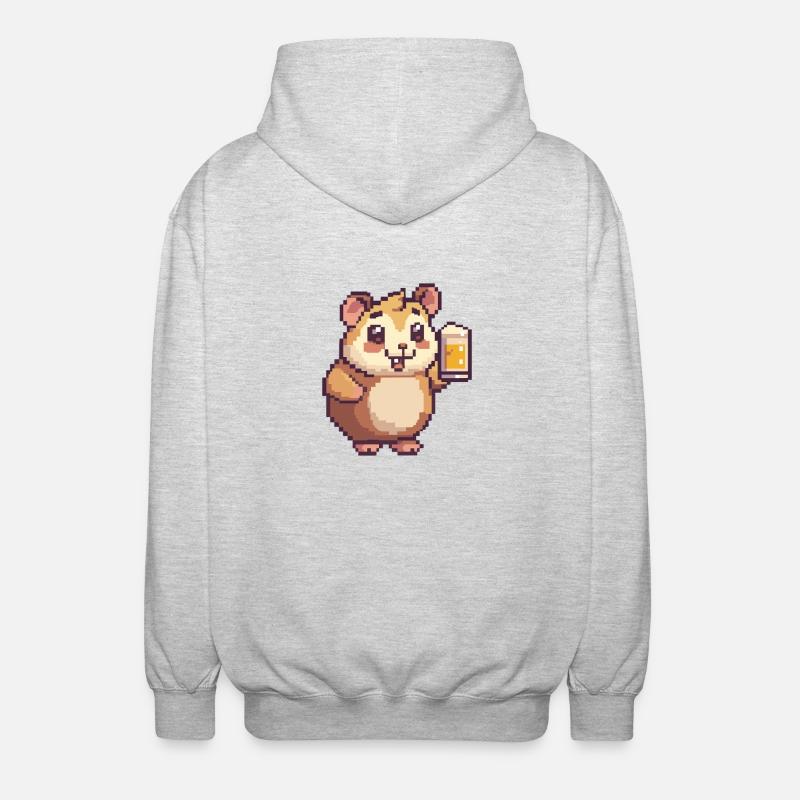 Hamster Pixel Bier - Unisex Kapuzenjacke - Hellgrau meliert