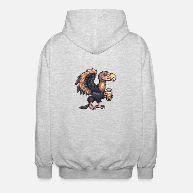 Harpyie Vogel Pixel Bier - Unisex Kapuzenjacke - Hellgrau meliert