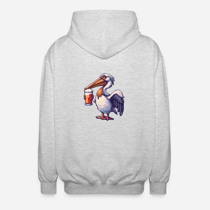 Bière Pelican Bird Pixel - Veste à capuche unisexe - gris clair chiné