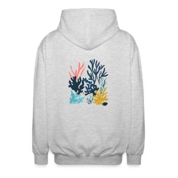 Matisse inspire : récif corallien abstrait coloré - Veste à capuche unisexe - gris clair chiné - Dos - AI Model Male 185 light (185cm)