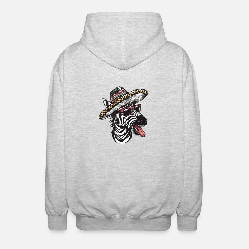 Zebra Comic Lustig Sombrero - Unisex Kapuzenjacke - Hellgrau meliert