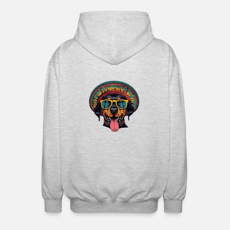 Doberman chien drôle sombrero - Veste à capuche unisexe - gris clair chiné