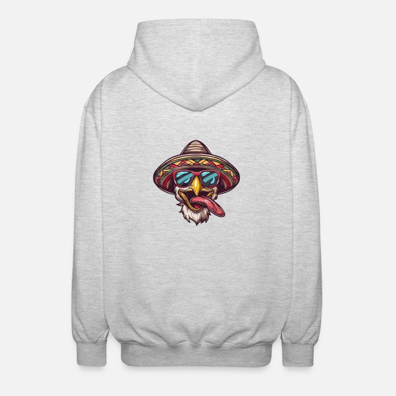 Poulet Bande Dessinée Drôle Sombrero - Veste à capuche unisexe - gris clair chiné