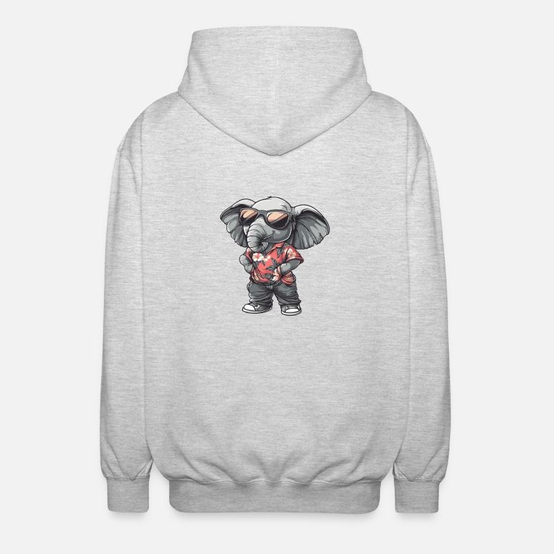 Elephant Comic Funny Summer - Unisex Hooded Jacket - light heather grey