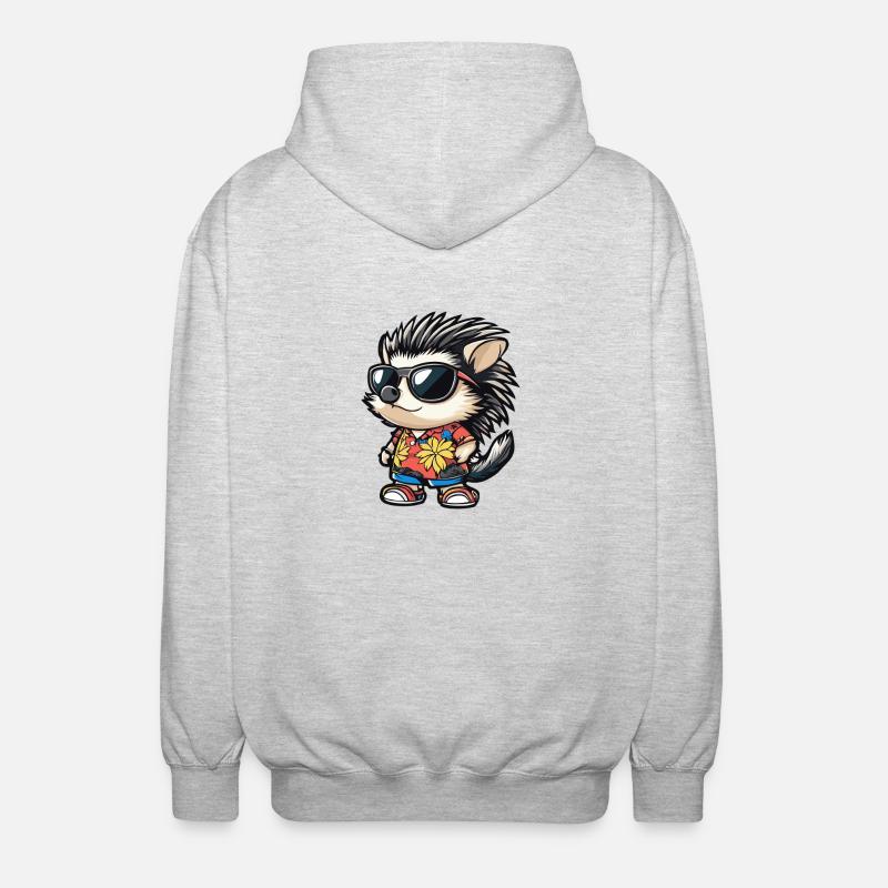 Igel Comic Lustig Sommer - Unisex Kapuzenjacke - Hellgrau meliert
