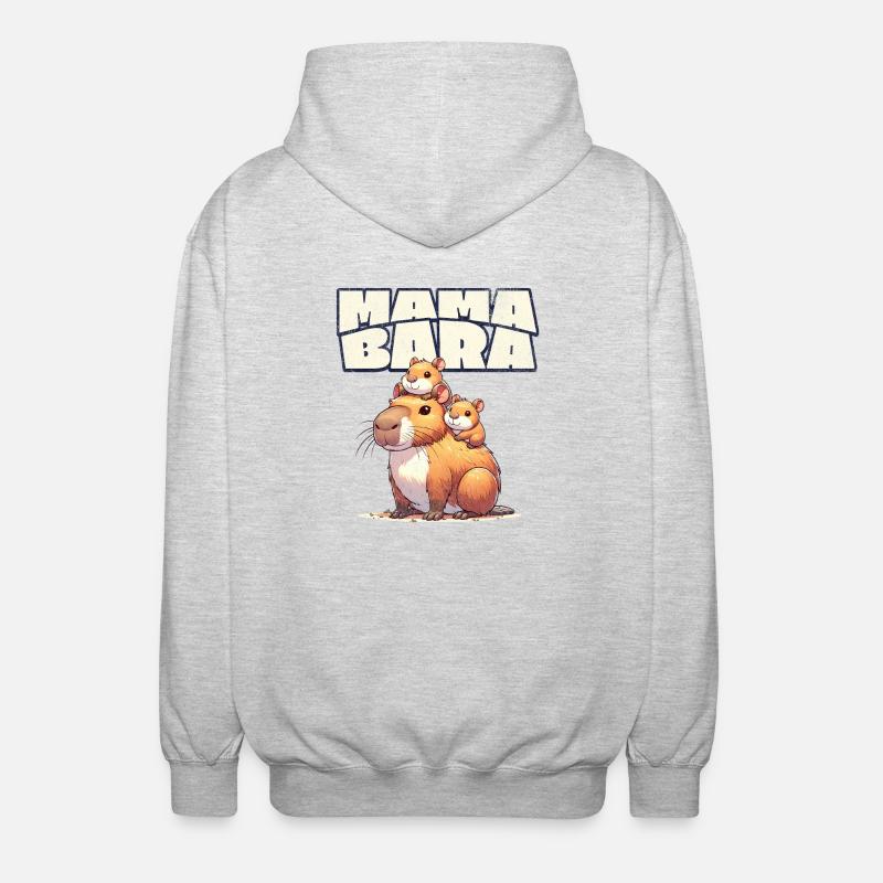Mamabara Mutter Capybara - Unisex Kapuzenjacke - Hellgrau meliert