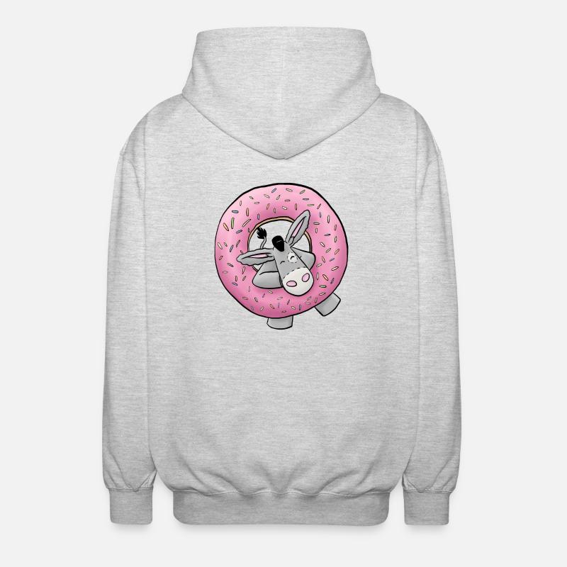 Kuschelesel mit Donut - Unisex Kapuzenjacke - Hellgrau meliert