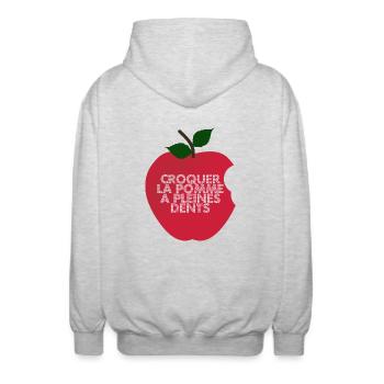 Biss von Apple - Unisex Kapuzenjacke - Hellgrau meliert - Hinten - AI Model Male 185 light (185cm)