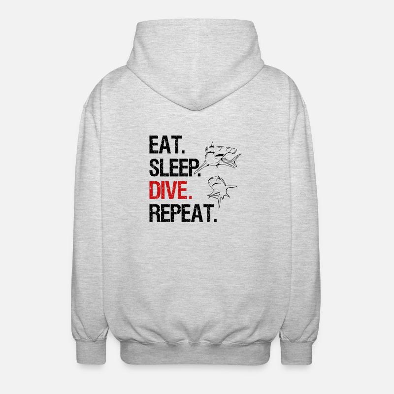 Eat Sleep Dive Repeat - Hammerhai - Veste à capuche unisexe - gris clair chiné