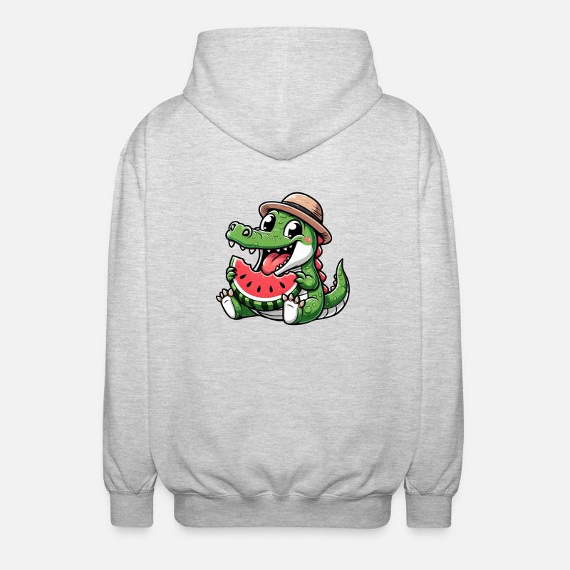 Crocodile Melon Pastèque Fruit Fruité - Veste à capuche unisexe - gris clair chiné