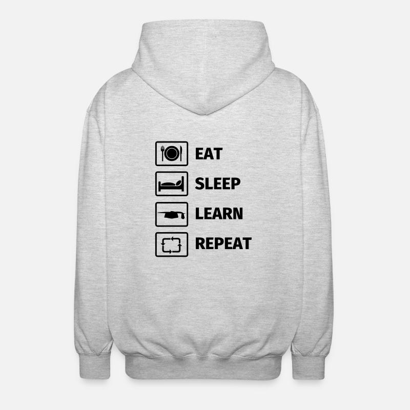 EAT SLEEP LEARN REPEAT - Unisex Kapuzenjacke - Hellgrau meliert