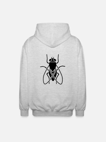 Insect - fly - Unisex Hooded Jacket - light heather grey
