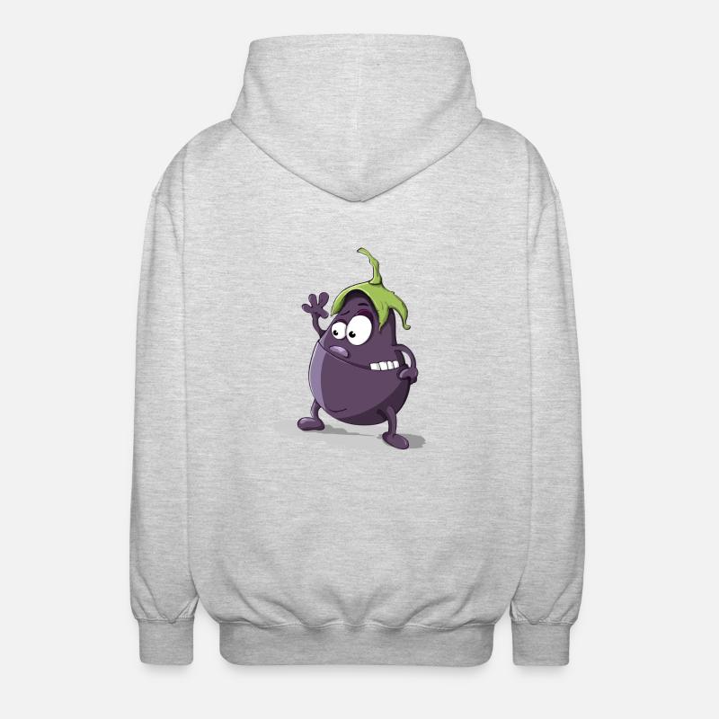 Funny eggplant vegetable with face gift iddee - Unisex Hooded Jacket - light heather grey