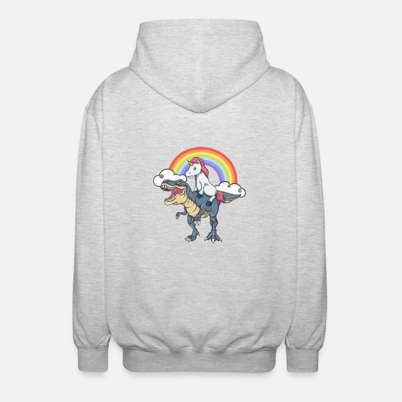 Unicorn Dinosaur T-Rex Rainbow Gift - Unisex-hettejakke - lysgrå melert