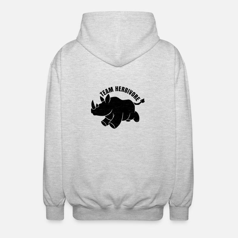 Équipe Herbivore, rhinocéros, cadeau - Veste à capuche unisexe - gris clair chiné