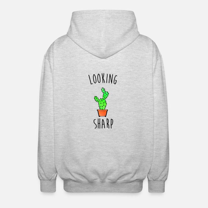 Regarder Sharp Cactus Pun - Veste à capuche unisexe - gris clair chiné