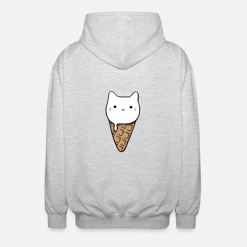 Cute Cat Ice Cream - Unisex Hooded Jacket - light heather grey