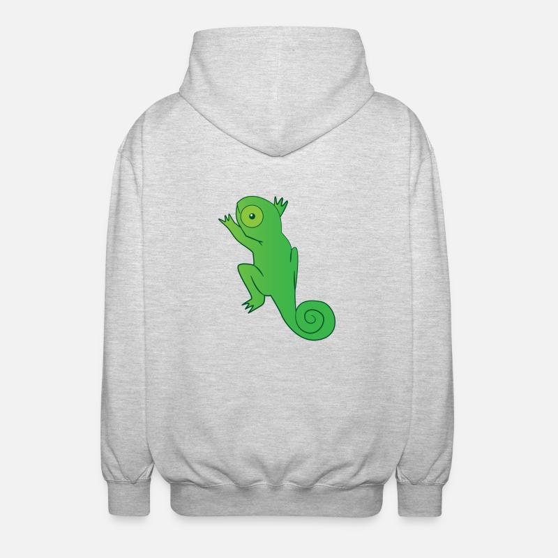 Reptil - Chamäleon - Chamäleons - Geschenk - Unisex Kapuzenjacke - Hellgrau meliert