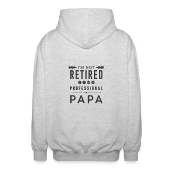 Papa - Hausmann - Elternzeit is cool - Geschenk - Unisex Kapuzenjacke - Hellgrau meliert - Hinten - AI Model Male 185 light (185cm)