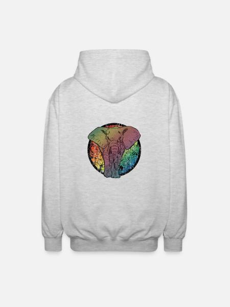 Elefant Comic - Unisex Kapuzenjacke - Hellgrau meliert